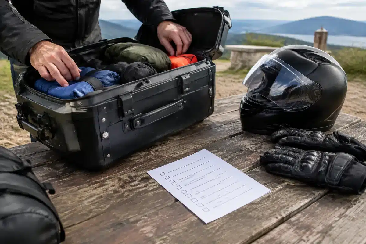 Checklist outlines essential items for motorcycle travelers