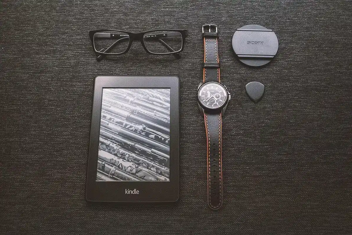 Side-by-side e-reader screens illustrating difference in color and monochrome detail