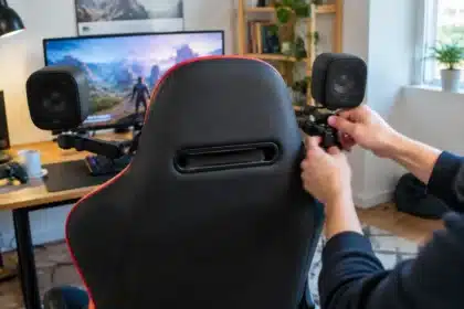 Floating gaming headset delivers immersive audio to the wearer's skull