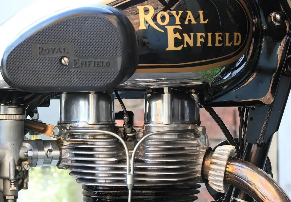 Close-up of a slip-on motorcycle exhaust mounted on a bike