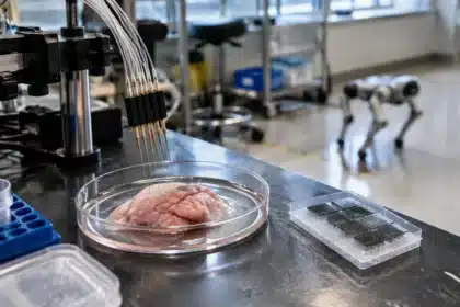 Lab-grown neural tissue reads Braille and steers robot dogs